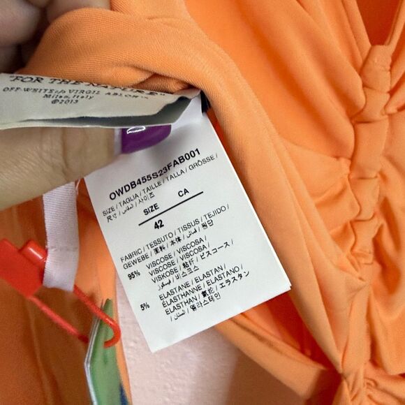 NWT- OFF-WHITE Cut-Out Draped Dress - Soft Orange- Size 42 (US 6) - Picture 14 of 14